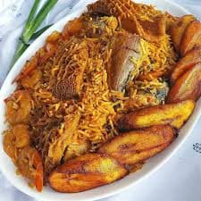Native Rice, served with protein of your choice and plantain