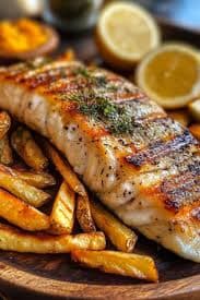 Light fried salmon fish & French Fries